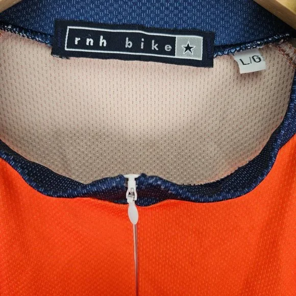 rnh bike Cycle 3/4 Zip Cycling Jersey Men's Size L Orange T-Shirt Short Sleeve - Picture 6 of 10